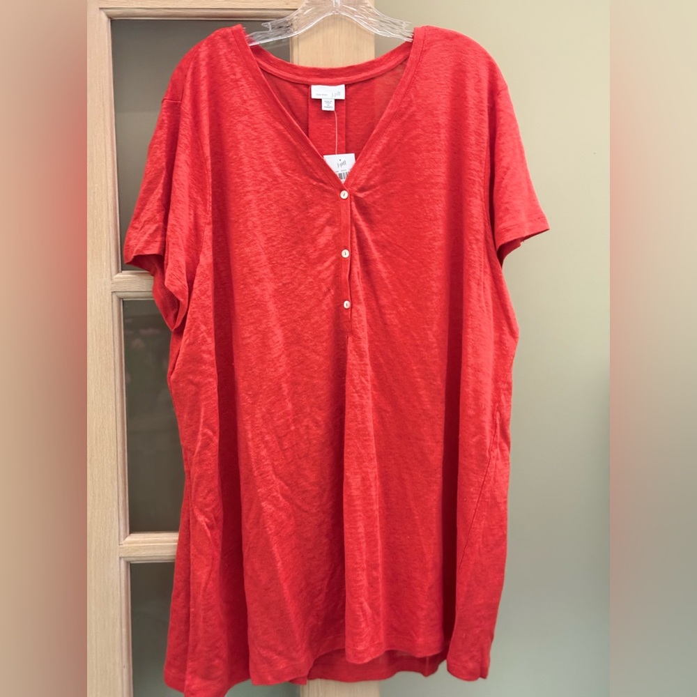 J. Jill Bright Red Short Sleeve Tunic